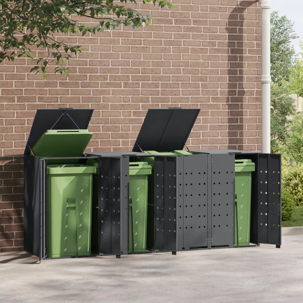 Wheelie Bin Storage for 4 Bins Anthracite 276x79x117 cm Steel