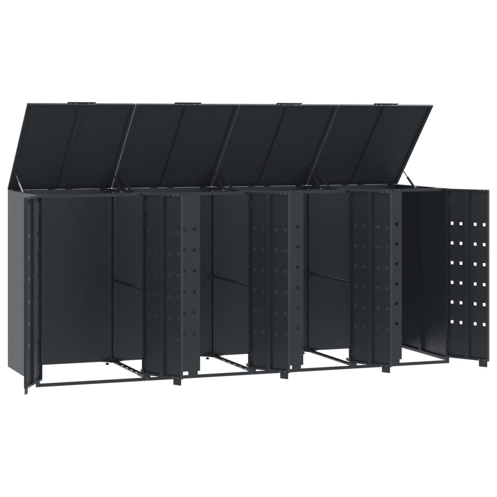 Wheelie Bin Storage for 4 Bins Anthracite 276x79x117 cm Steel