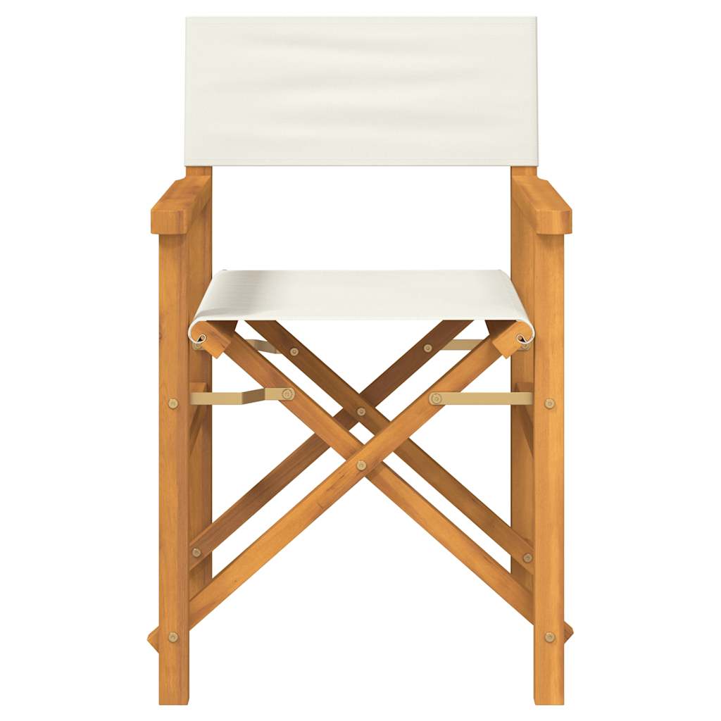 vidaXL Folding Director's Chair Cream Solid Wood Teak