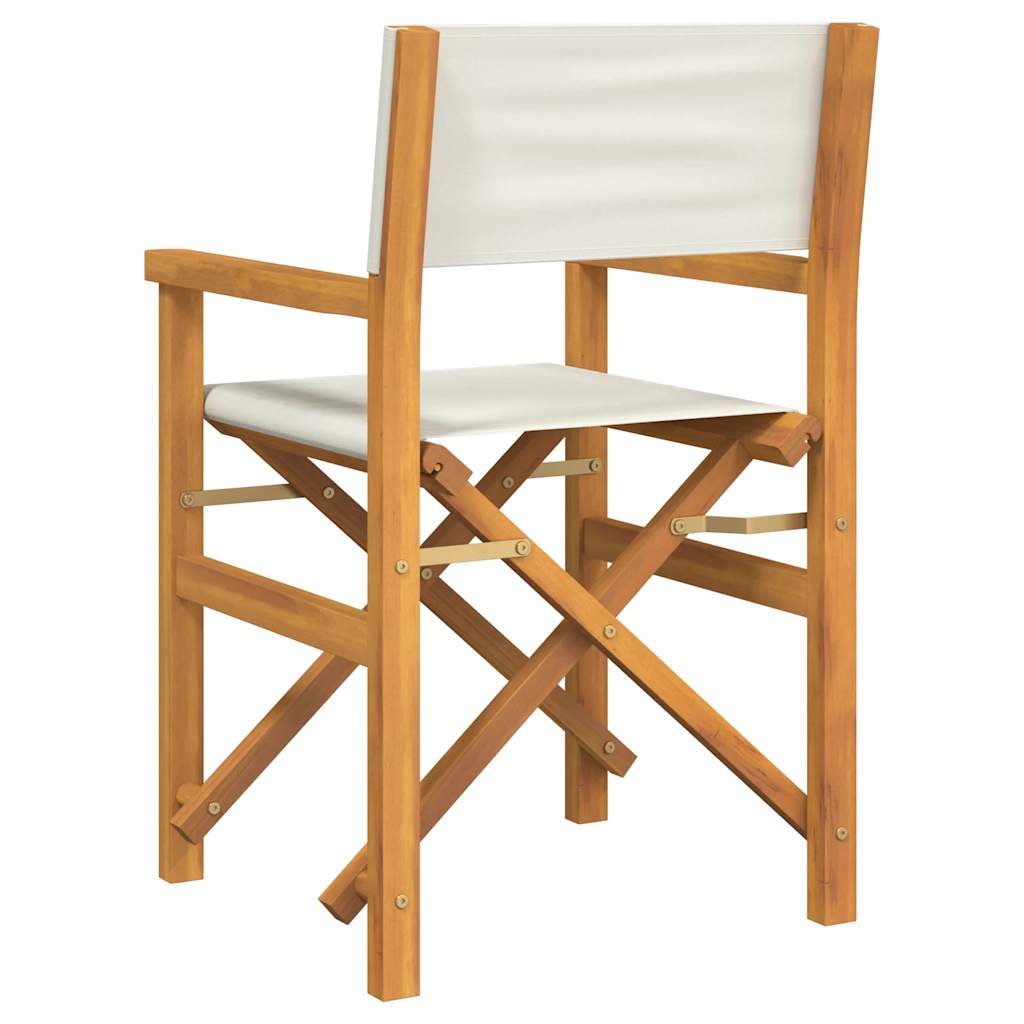 vidaXL Folding Director's Chair Cream Solid Wood Teak