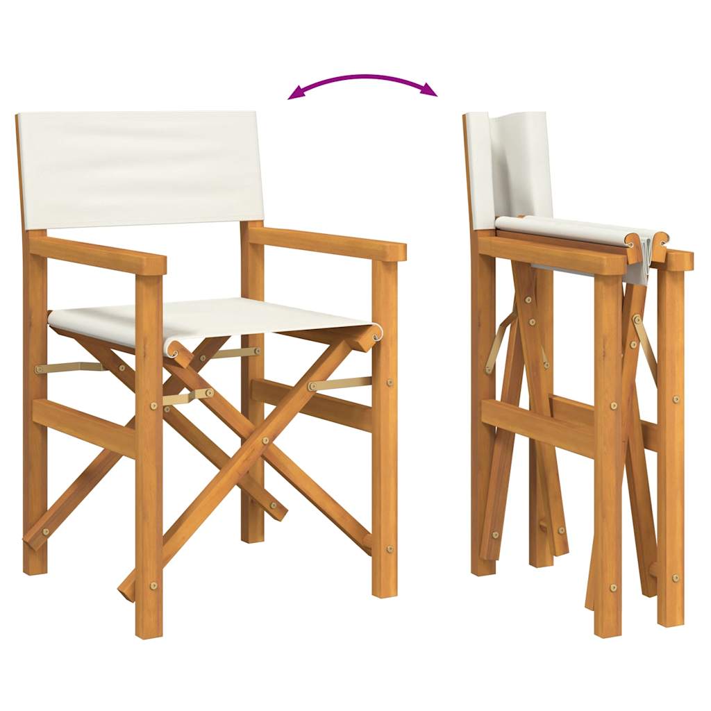 vidaXL Folding Director's Chair Cream Solid Wood Teak