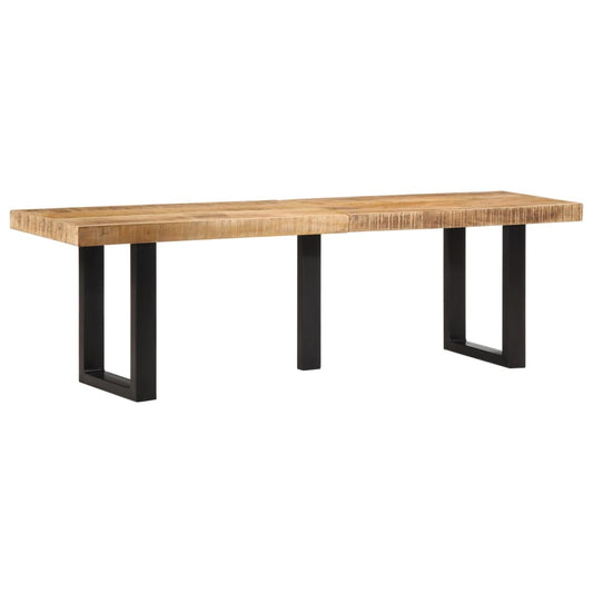 Bench 160 cm Solid Rough Wood Mango and Steel