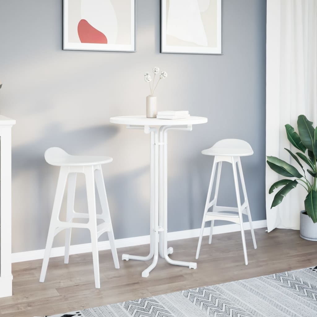 Bar Table White Ø70x110 cm Engineered Wood and Steel