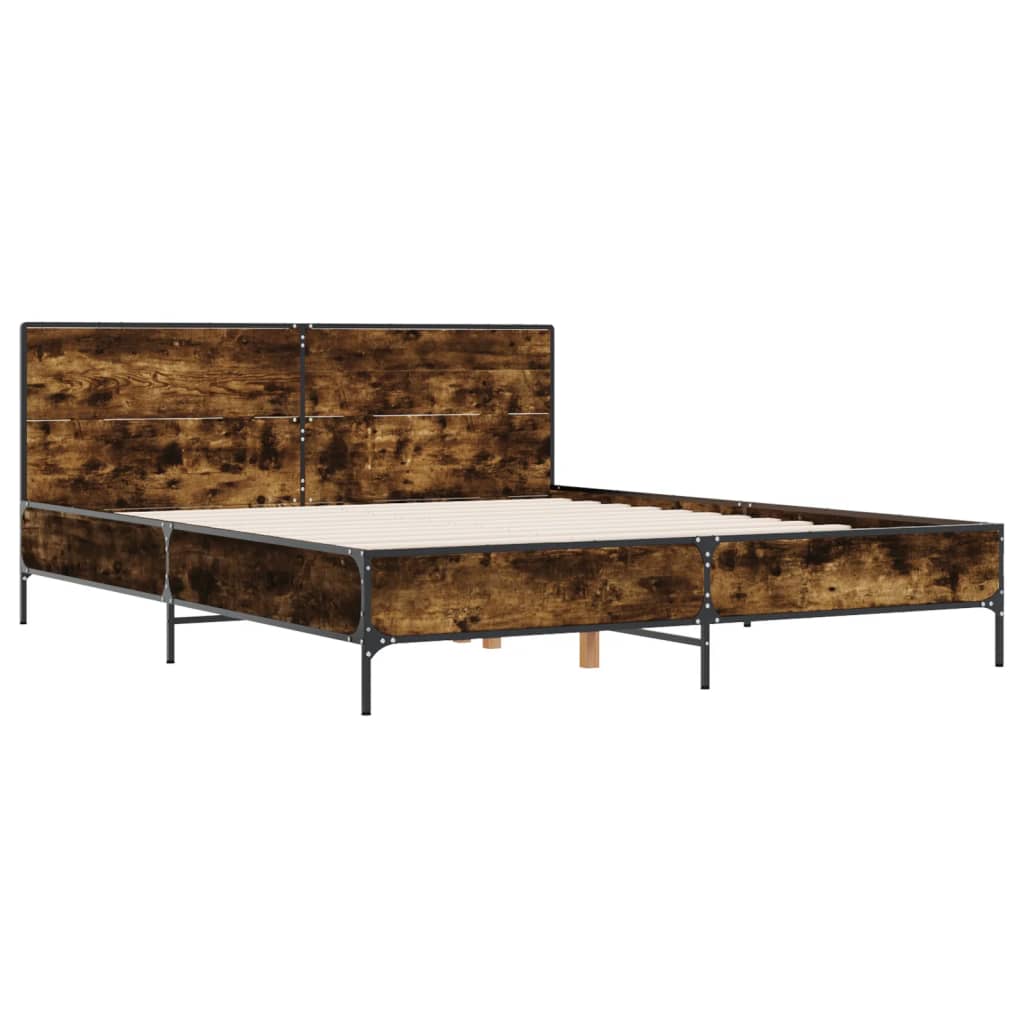 vidaXL Bed Frame without Mattress Smoked Oak 120x200 cm