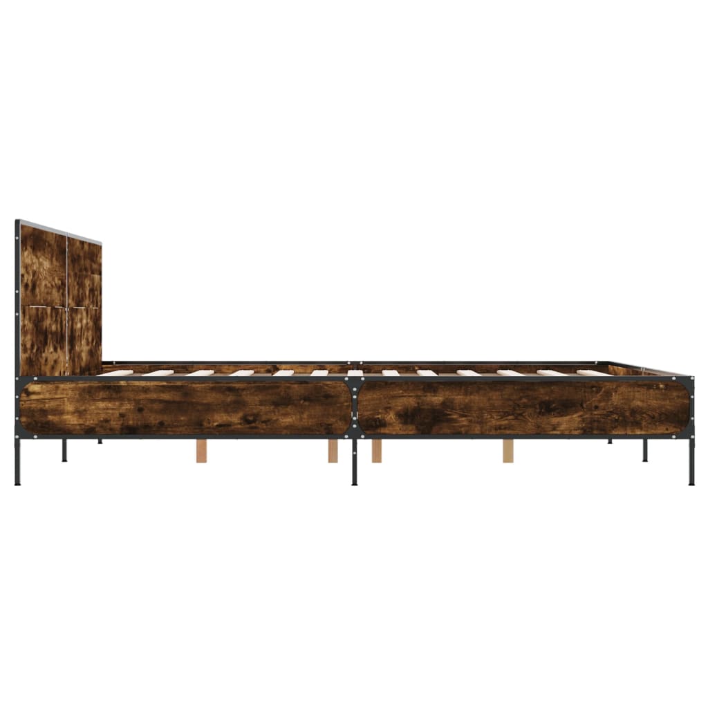 vidaXL Bed Frame without Mattress Smoked Oak 120x200 cm