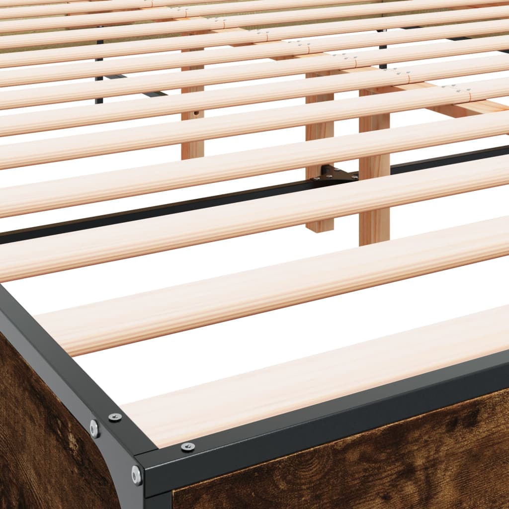 vidaXL Bed Frame without Mattress Smoked Oak 120x200 cm