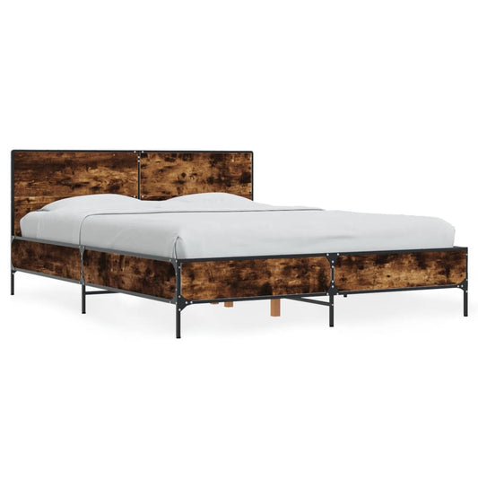 vidaXL Bed Frame without Mattress Smoked Oak 120x200 cm