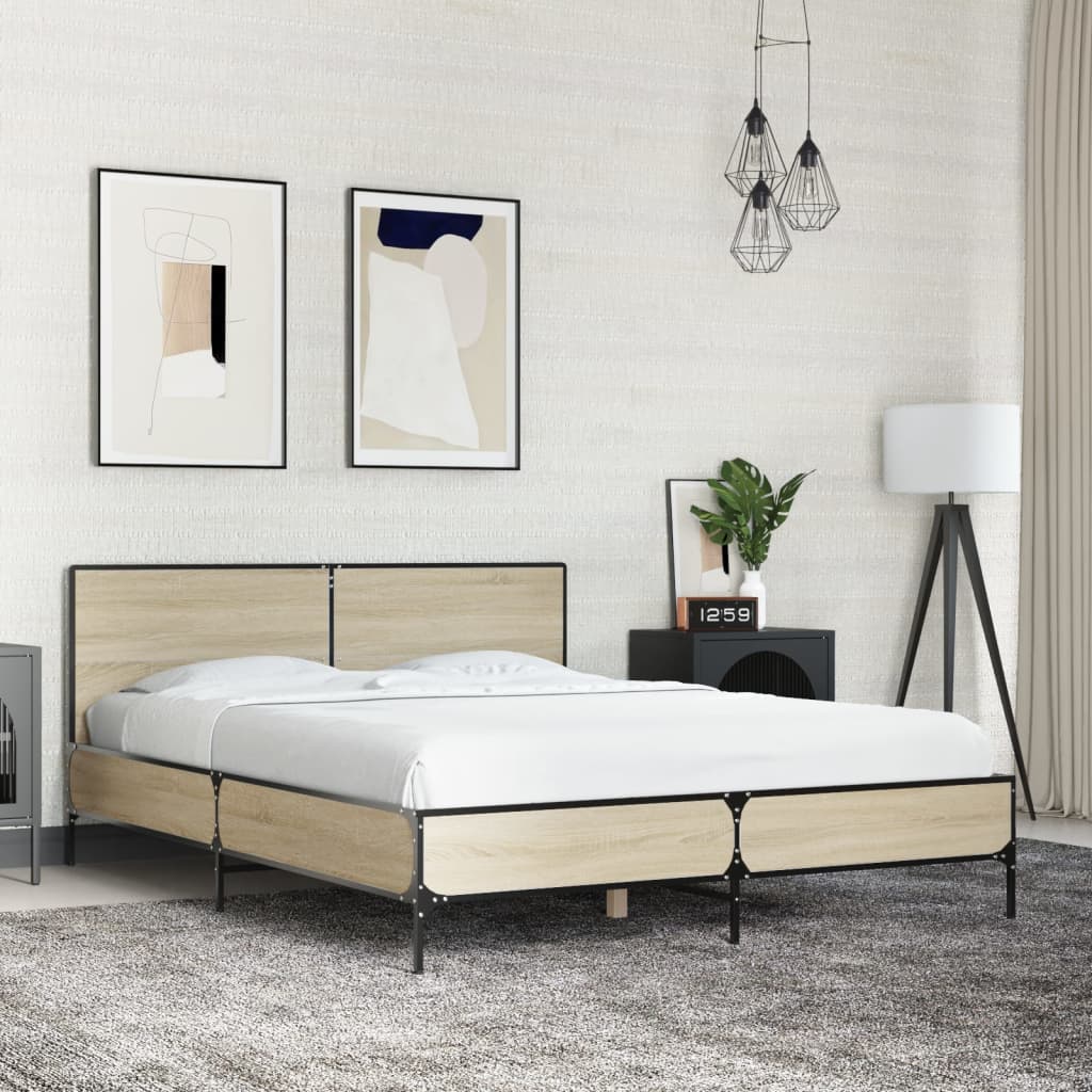 vidaXL Bed Frame without Mattress Sonoma Oak 140x200 cm