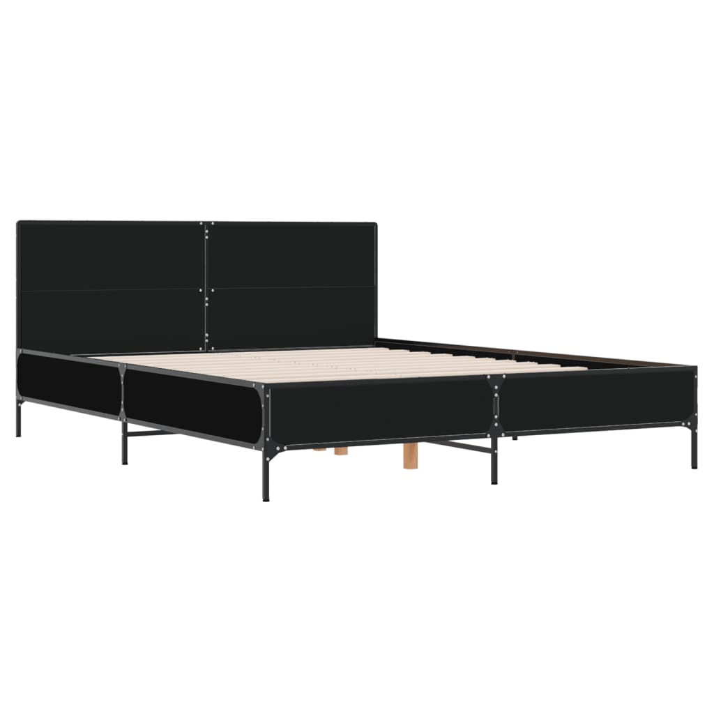 vidaXL Bed Frame without Mattress Black 150x200 cm King Size