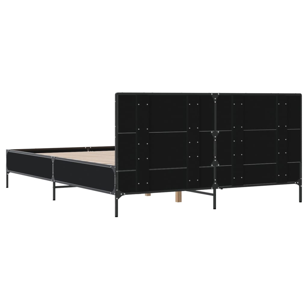 vidaXL Bed Frame without Mattress Black 150x200 cm King Size