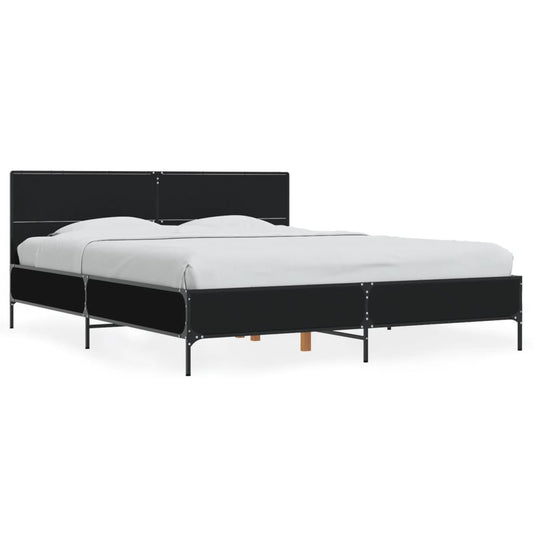 vidaXL Bed Frame without Mattress Black 150x200 cm King Size