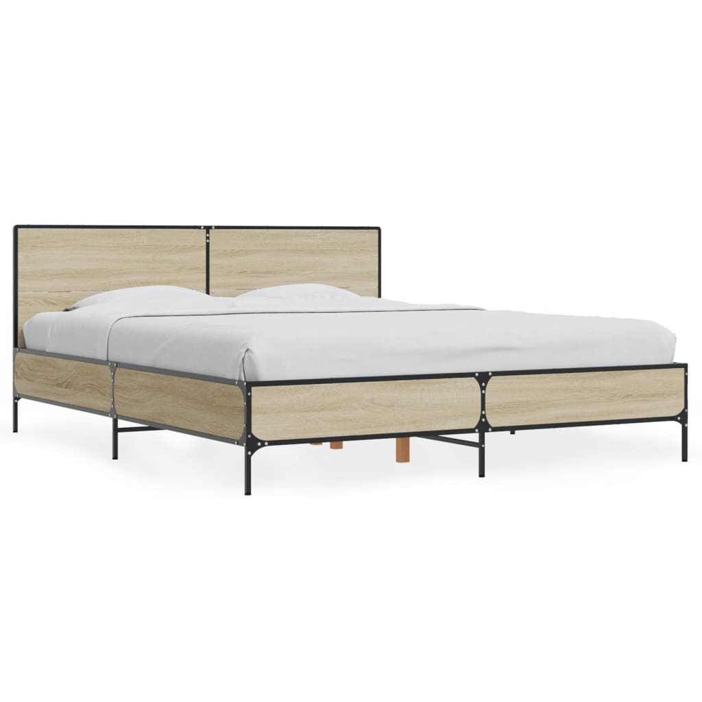 Bed Frame without Mattress Sonoma Oak 150x200 cm King Size