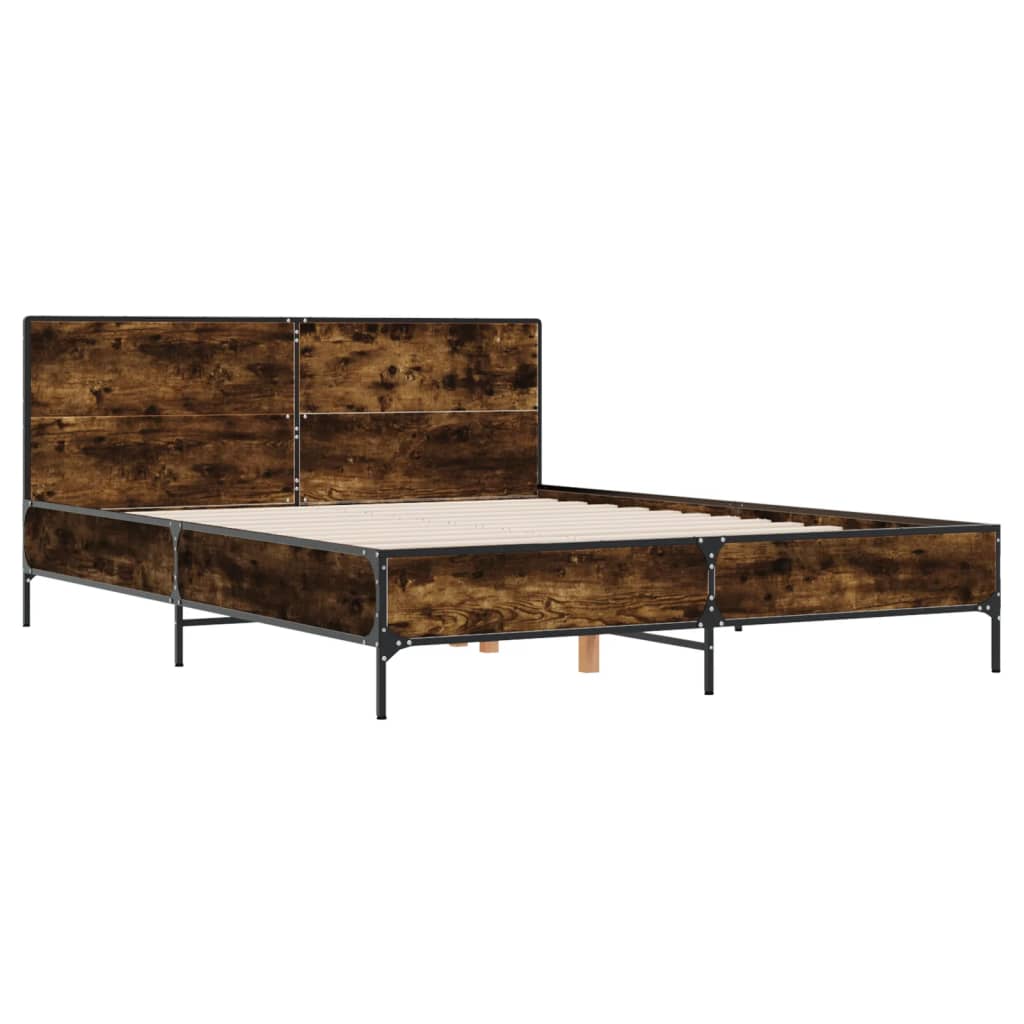 vidaXL Bed Frame without Mattress Smoked Oak 150x200 cm King Size