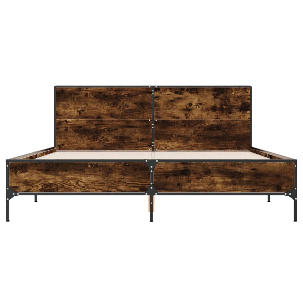 vidaXL Bed Frame without Mattress Smoked Oak 150x200 cm King Size