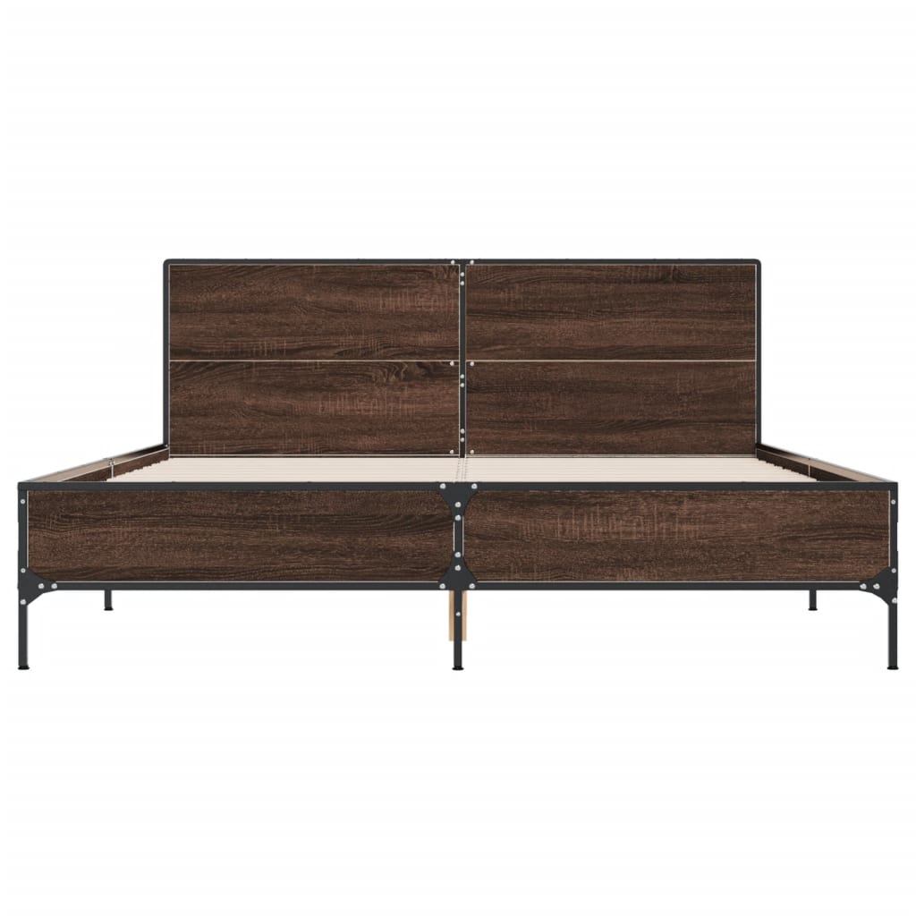 vidaXL Bed Frame without Mattress Brown Oak 150x200 cm King Size