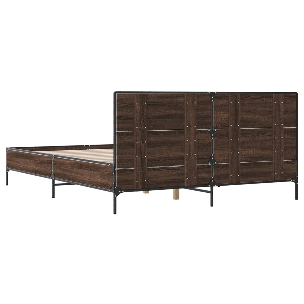 vidaXL Bed Frame without Mattress Brown Oak 150x200 cm King Size