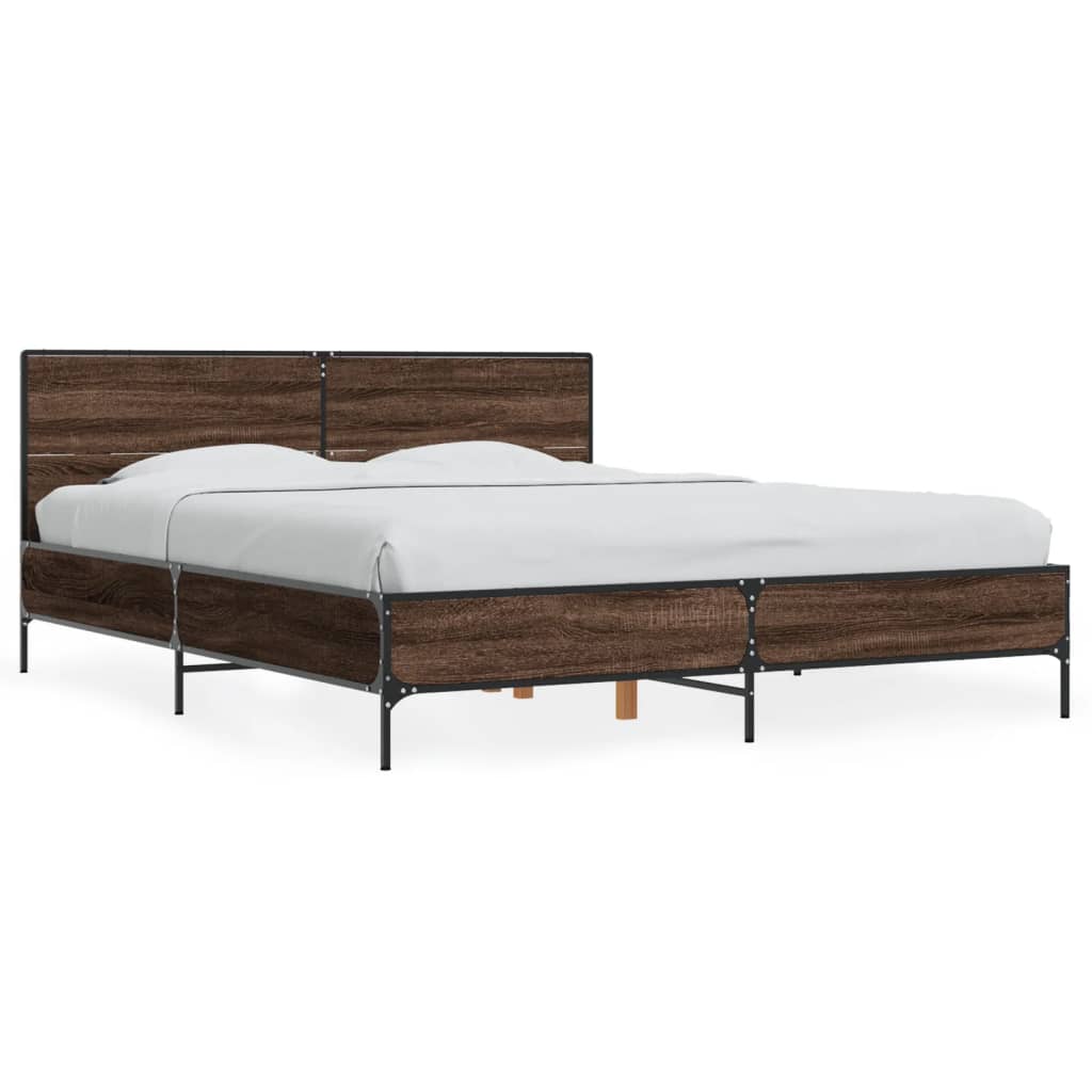 vidaXL Bed Frame without Mattress Brown Oak 150x200 cm King Size