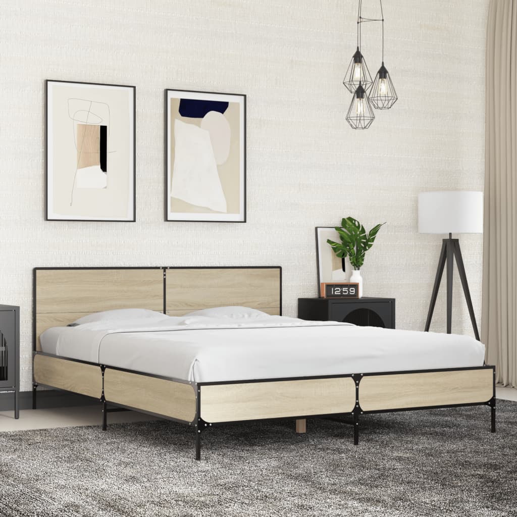 vidaXL Bed Frame without Mattress Sonoma Oak 160x200 cm