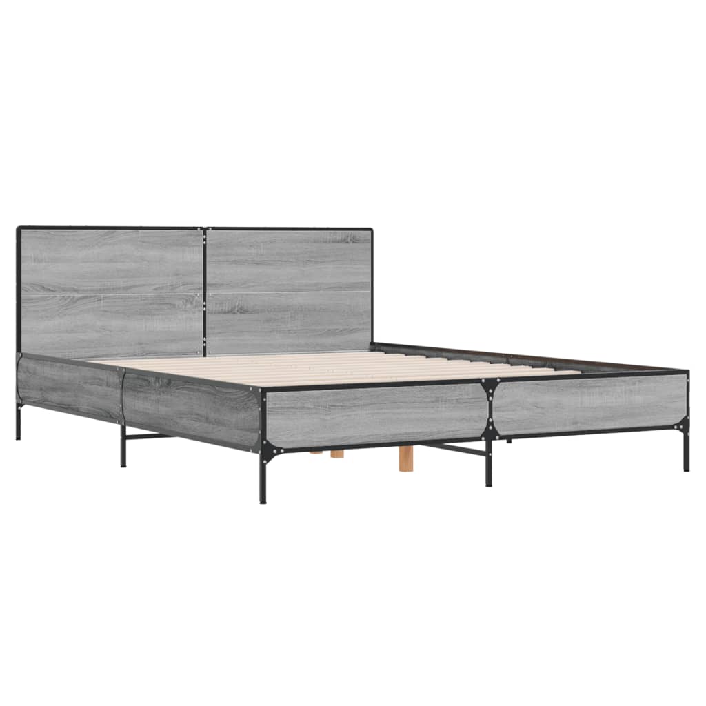 vidaXL Bed Frame without Mattress Grey Sonoma 160x200 cm