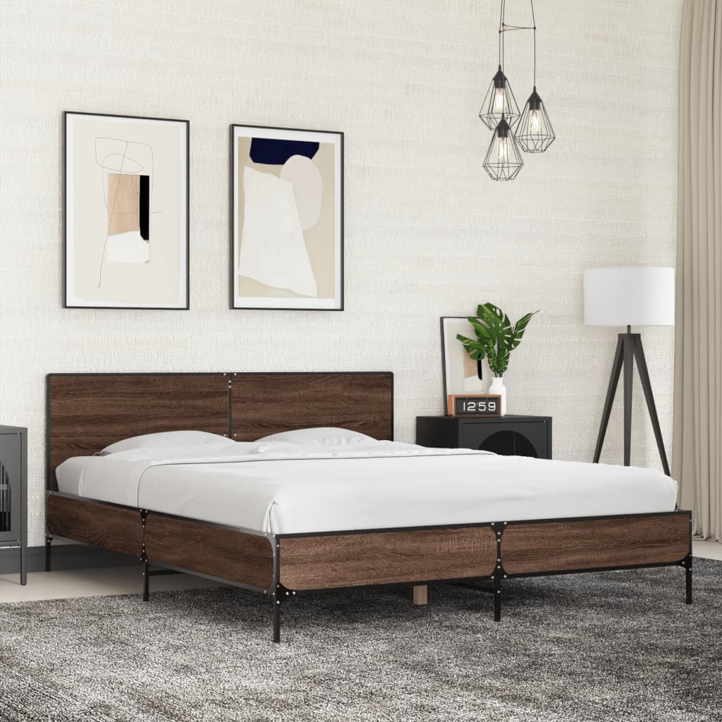 vidaXL Bed Frame without Mattress Brown Oak 160x200 cm