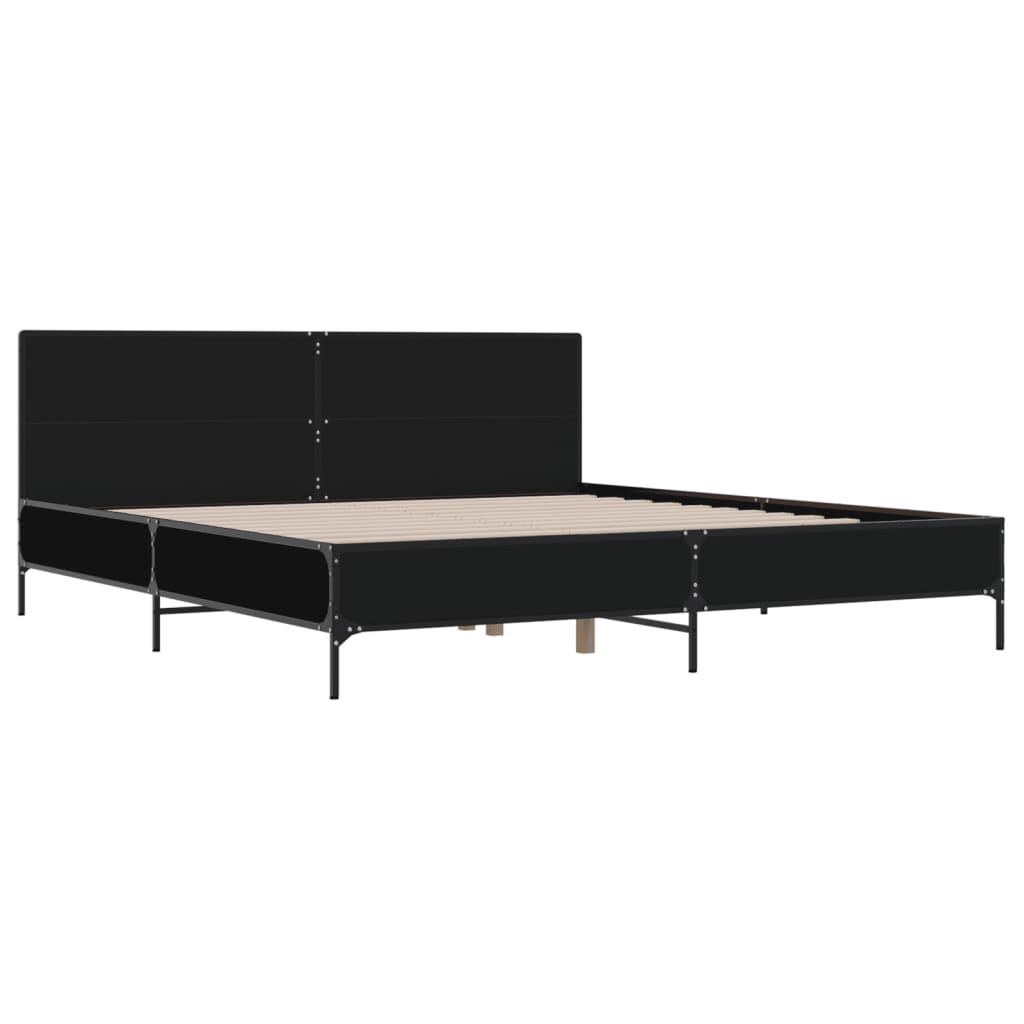 vidaXL Bed Frame without Mattress Black 180x200 cm Super King