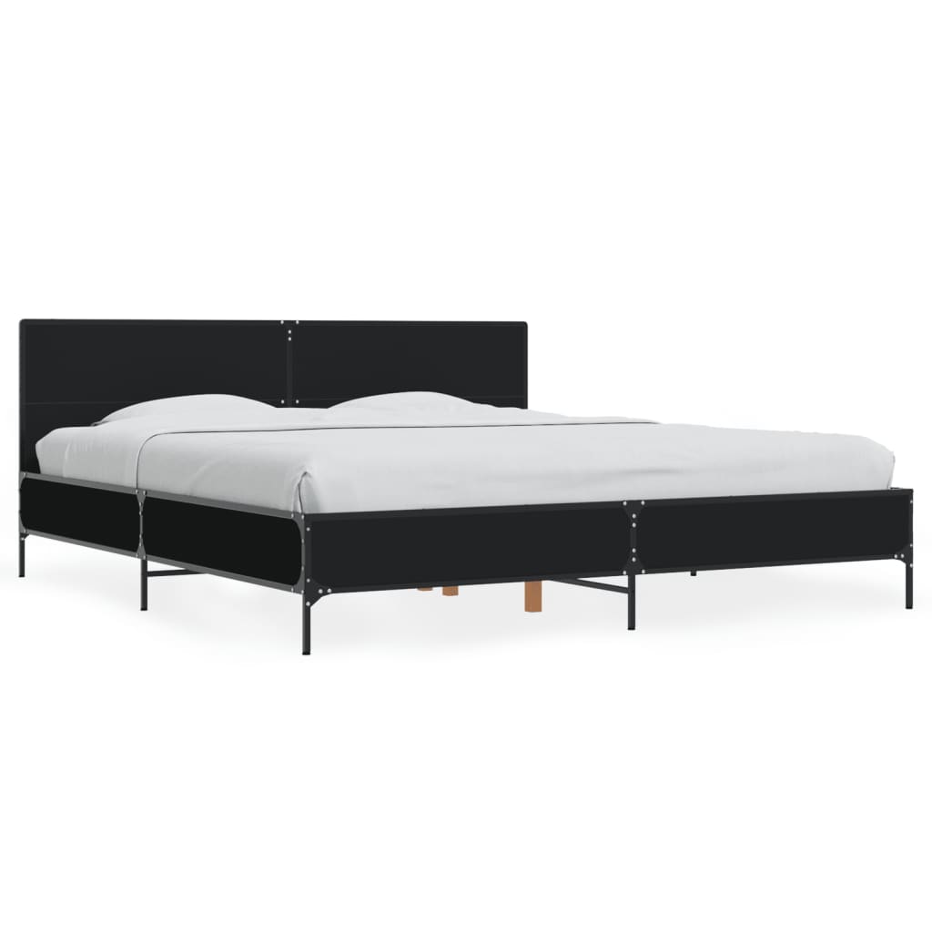 vidaXL Bed Frame without Mattress Black 180x200 cm Super King