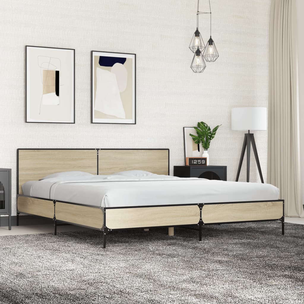 vidaXL Bed Frame without Mattress Sonoma Oak 180x200 cm Super King