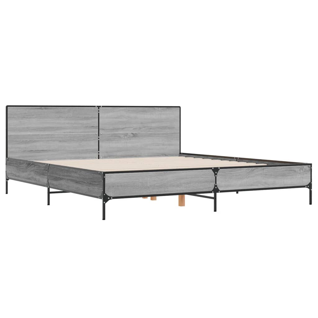 vidaXL Bed Frame without Mattress Grey Sonoma 180x200 cm Super King