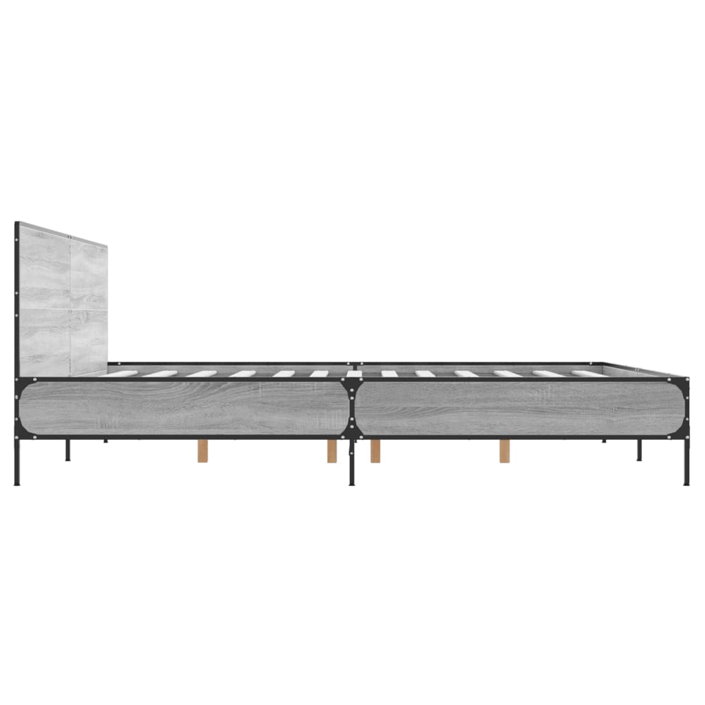 vidaXL Bed Frame without Mattress Grey Sonoma 180x200 cm Super King