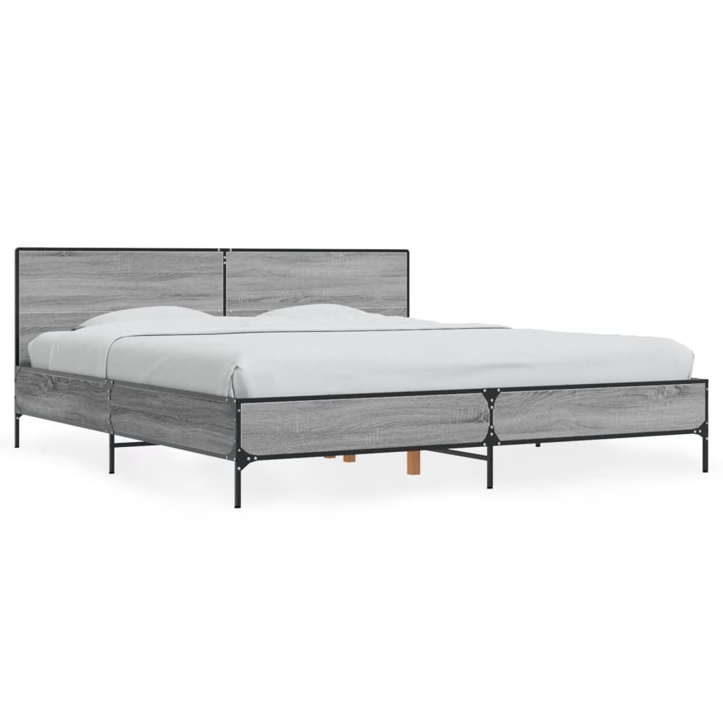 vidaXL Bed Frame without Mattress Grey Sonoma 180x200 cm Super King