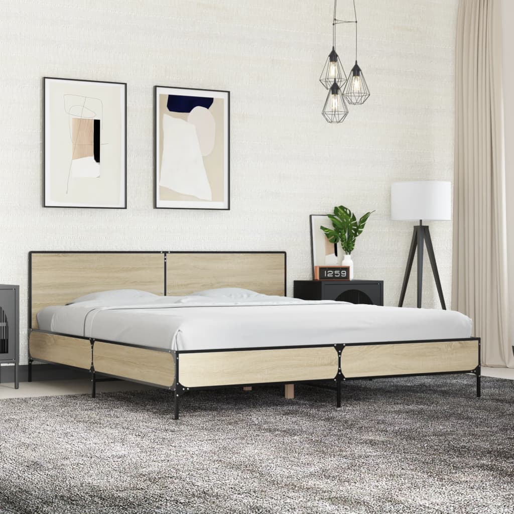 vidaXL Bed Frame without Mattress Sonoma Oak 200x200 cm