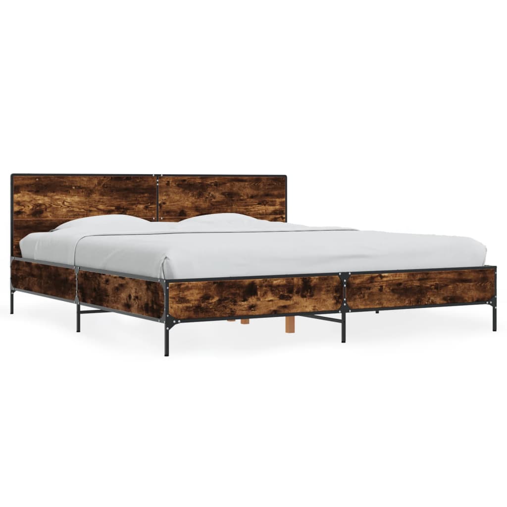 vidaXL Bed Frame without Mattress Smoked Oak 200x200 cm