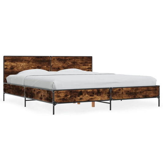 vidaXL Bed Frame without Mattress Smoked Oak 200x200 cm