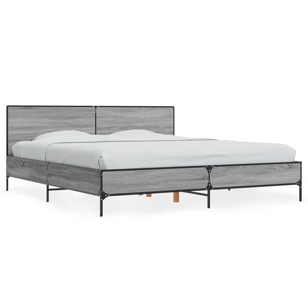 vidaXL Bed Frame without Mattress Grey Sonoma 200x200 cm