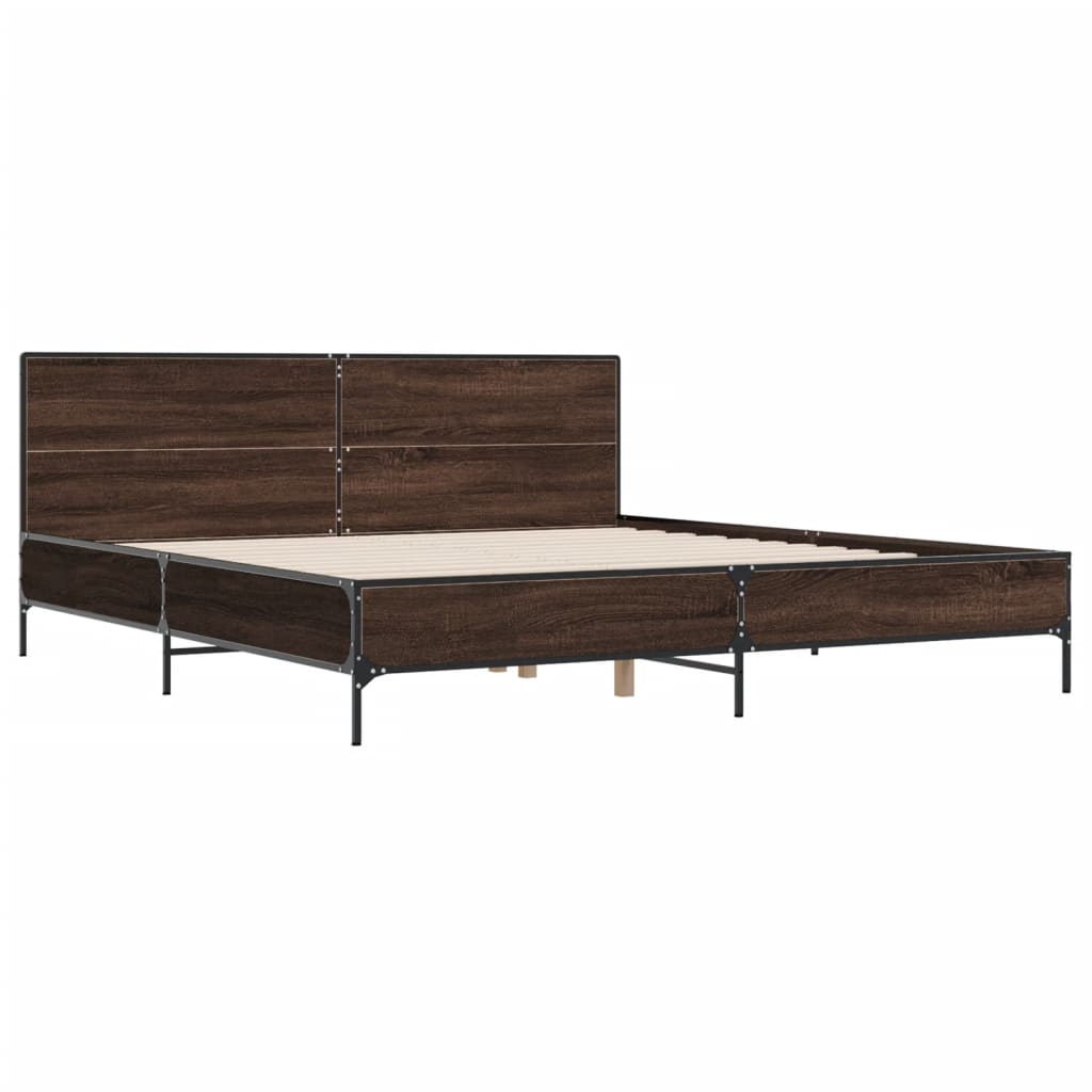 vidaXL Bed Frame without Mattress Brown Oak 200x200 cm