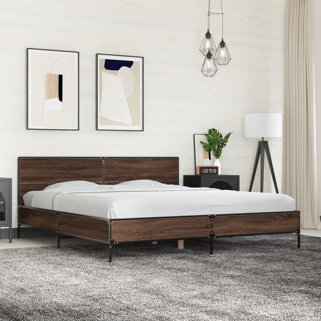 vidaXL Bed Frame without Mattress Brown Oak 200x200 cm