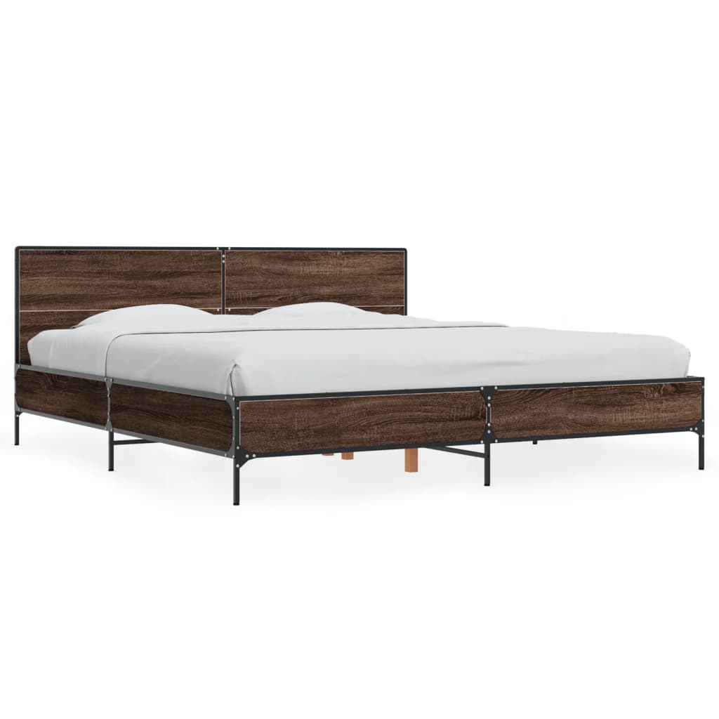 vidaXL Bed Frame without Mattress Brown Oak 200x200 cm