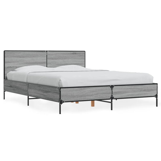 vidaXL Bed Frame without Mattress Grey Sonoma 120x190 cm Small Double