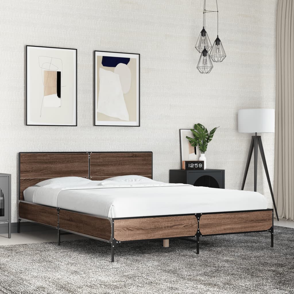 vidaXL Bed Frame without Mattress Brown Oak 120x190 cm Small Double