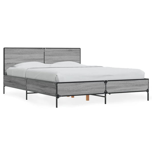 vidaXL Bed Frame without Mattress Grey Sonoma 135x190 cm Double