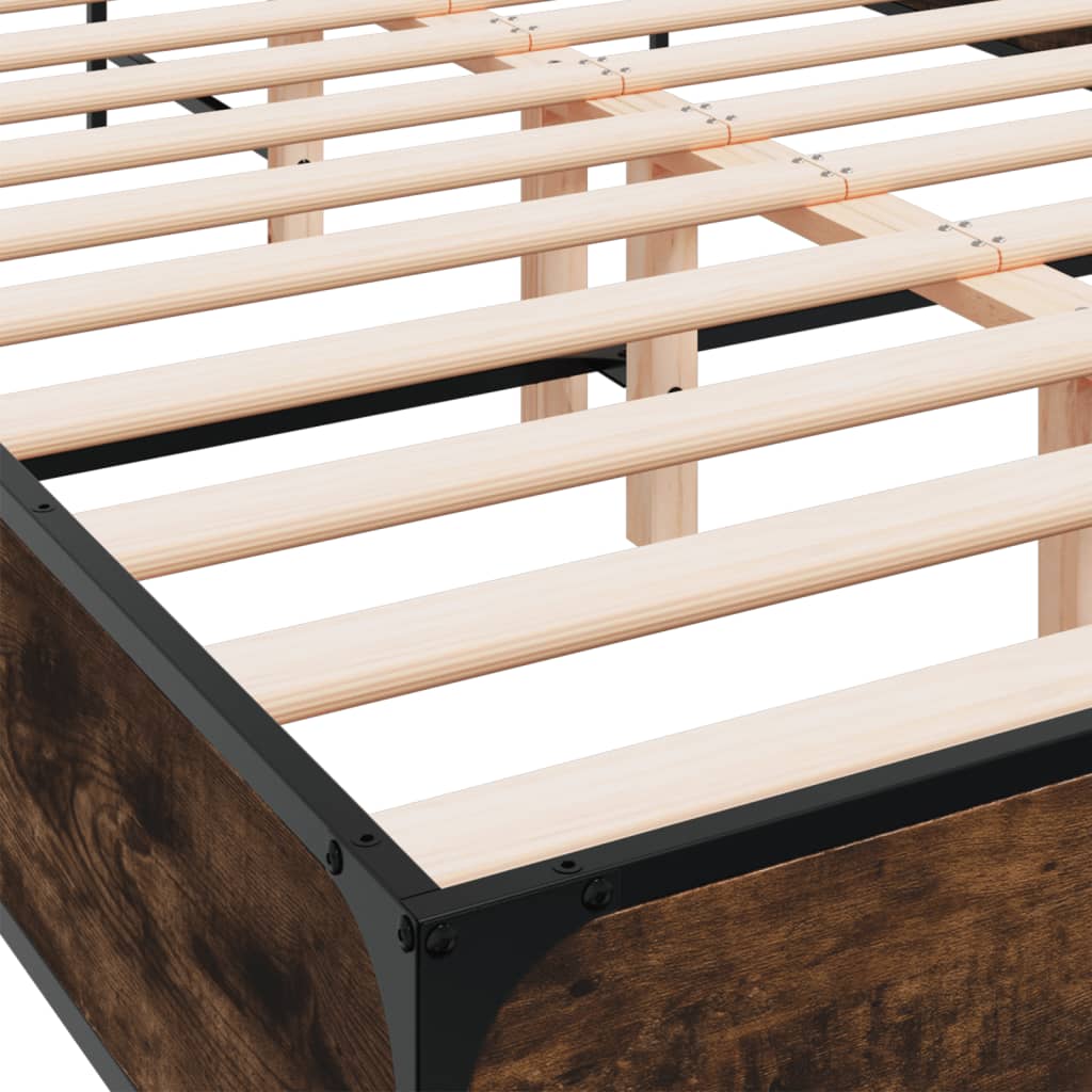 Bed Frame without Mattress Smoked Oak 120x200 cm