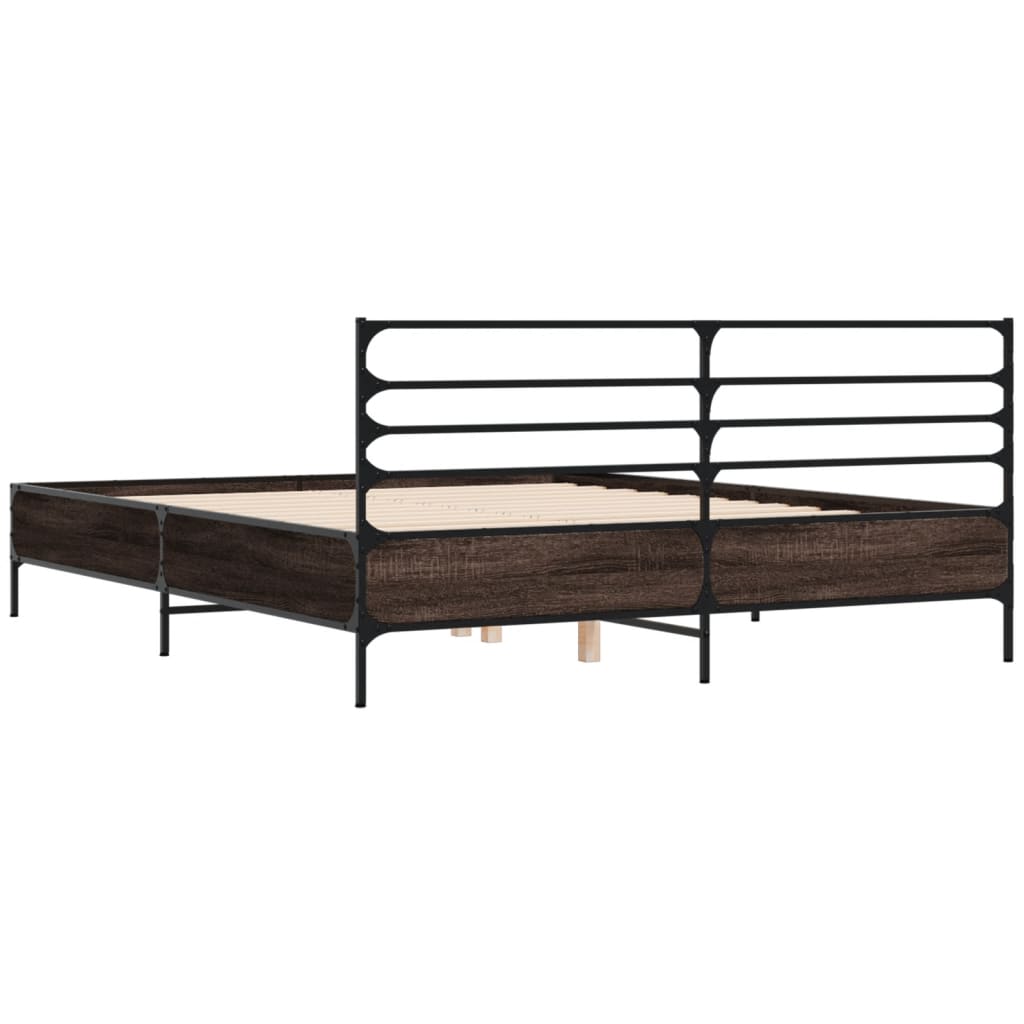 vidaXL Bed Frame without Mattress Brown Oak 120x200 cm