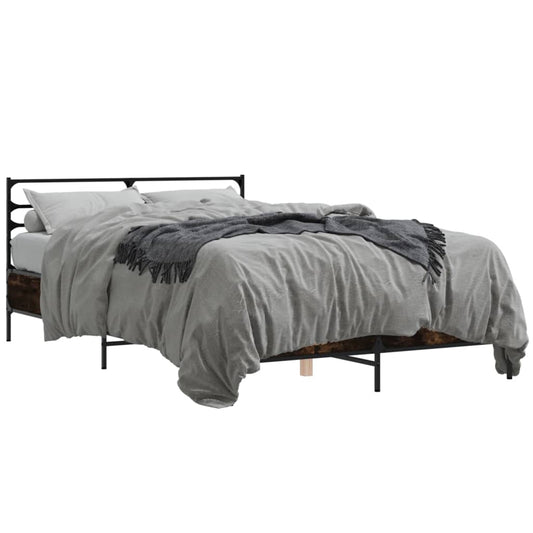 vidaXL Bed Frame without Mattress Smoked Oak 140x200 cm