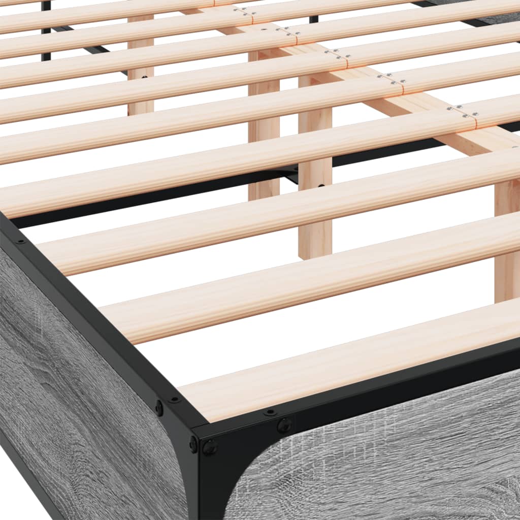 Bed Frame without Mattress Grey Sonoma 140x200 cm