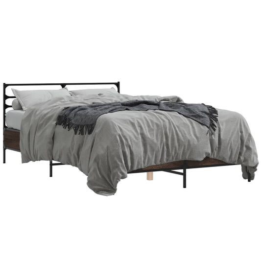 vidaXL Bed Frame without Mattress Brown Oak 140x200 cm