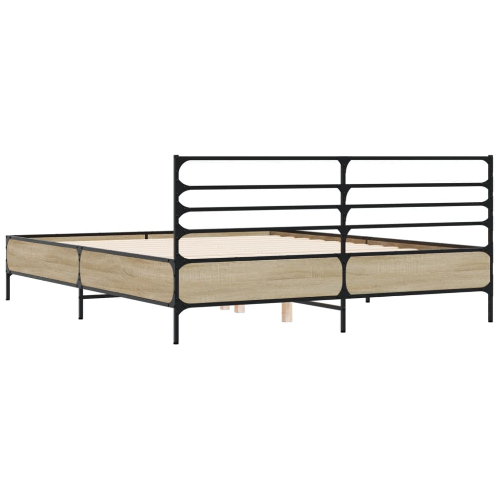 vidaXL Bed Frame without Mattress Sonoma Oak 150x200 cm King Size