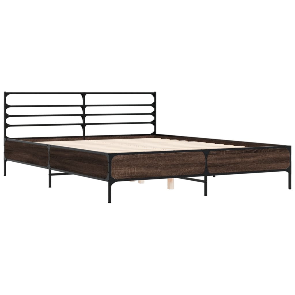 Bed Frame | Smoked Oak | Engineered Wood, Metal | King | Bed Frame