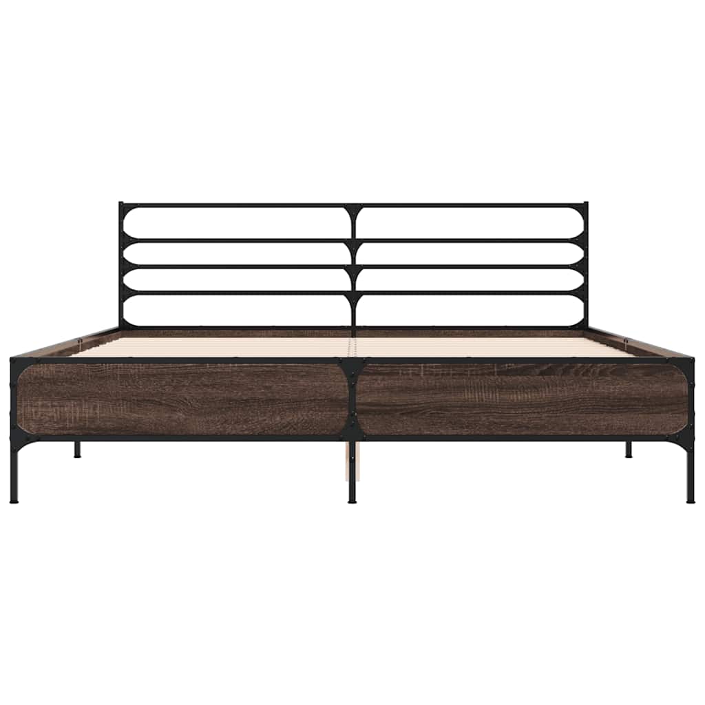 Bed Frame | Smoked Oak | Engineered Wood, Metal | King | Bed Frame