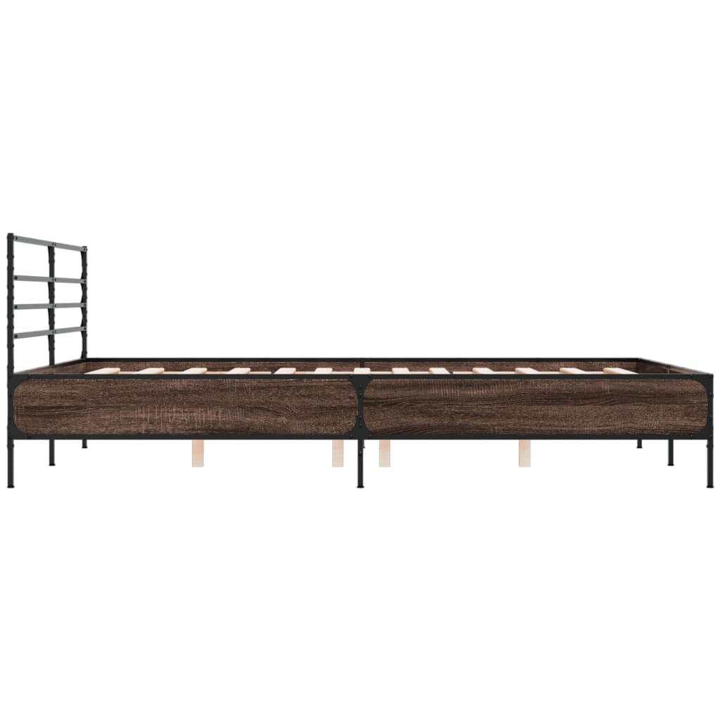 Bed Frame | Smoked Oak | Engineered Wood, Metal | King | Bed Frame
