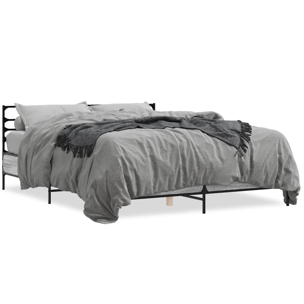 Bed Frame without Mattress Grey Sonoma 150x200 cm King Size